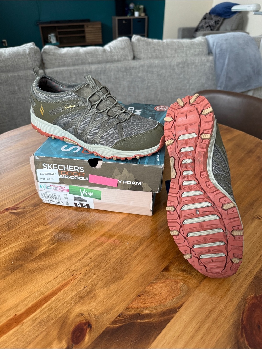 Skechers Olive Green and Coral Trail Sneakers